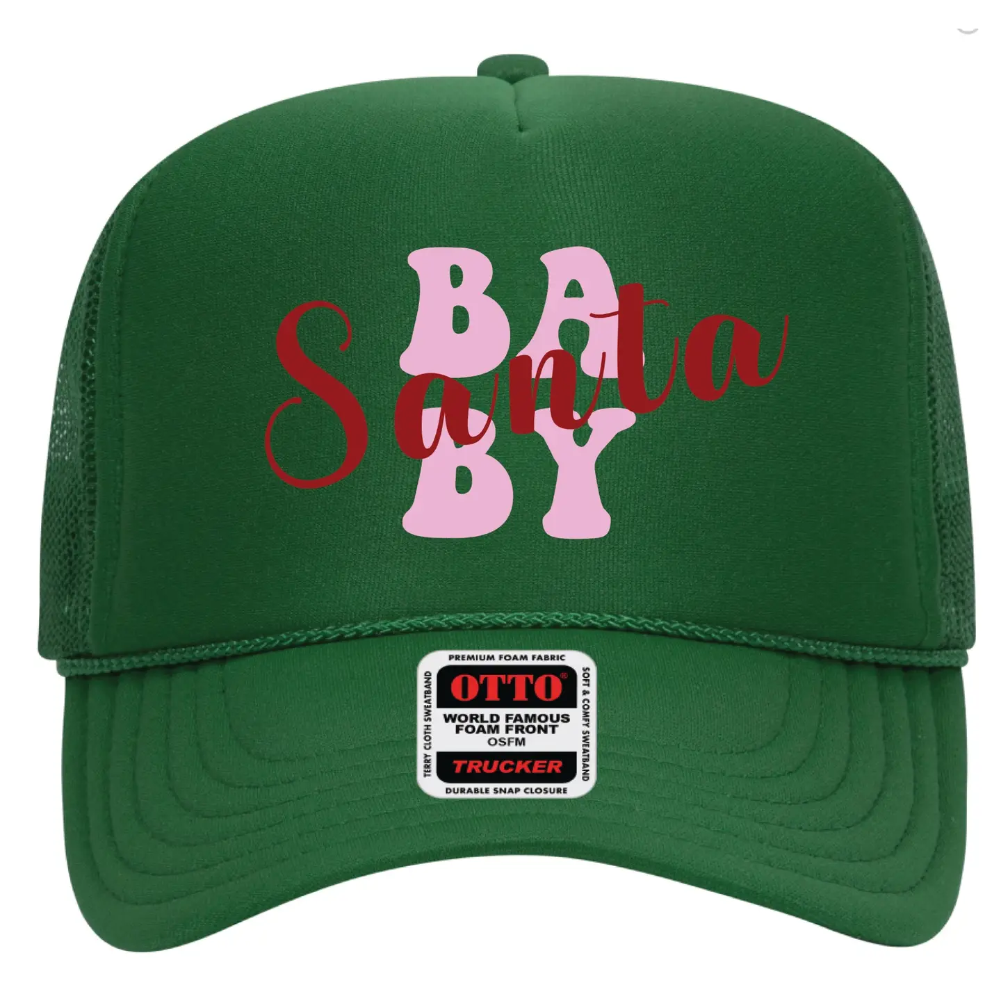 Santa Baby Hat - Kelly Green/Light Pink/Red