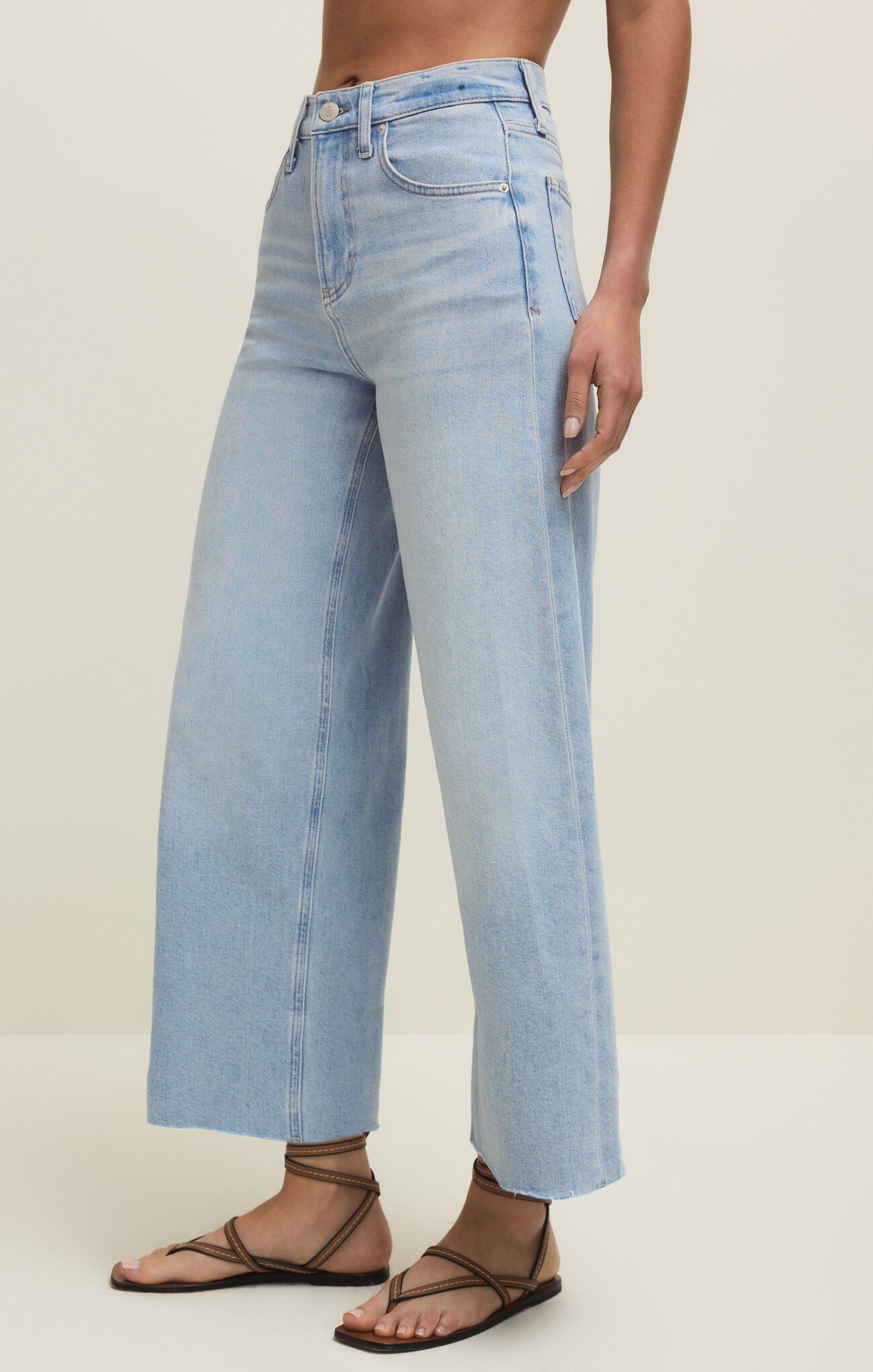 Nova Crop High Rise Wide Leg - Azul