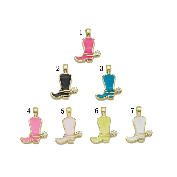 Cz Enamel Cowboy Boots Charm