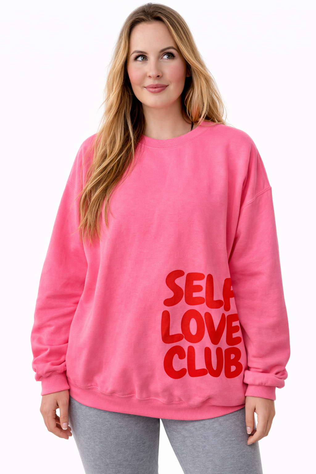 Self Love Club Side Placed Sweatshirt - Hot Pink