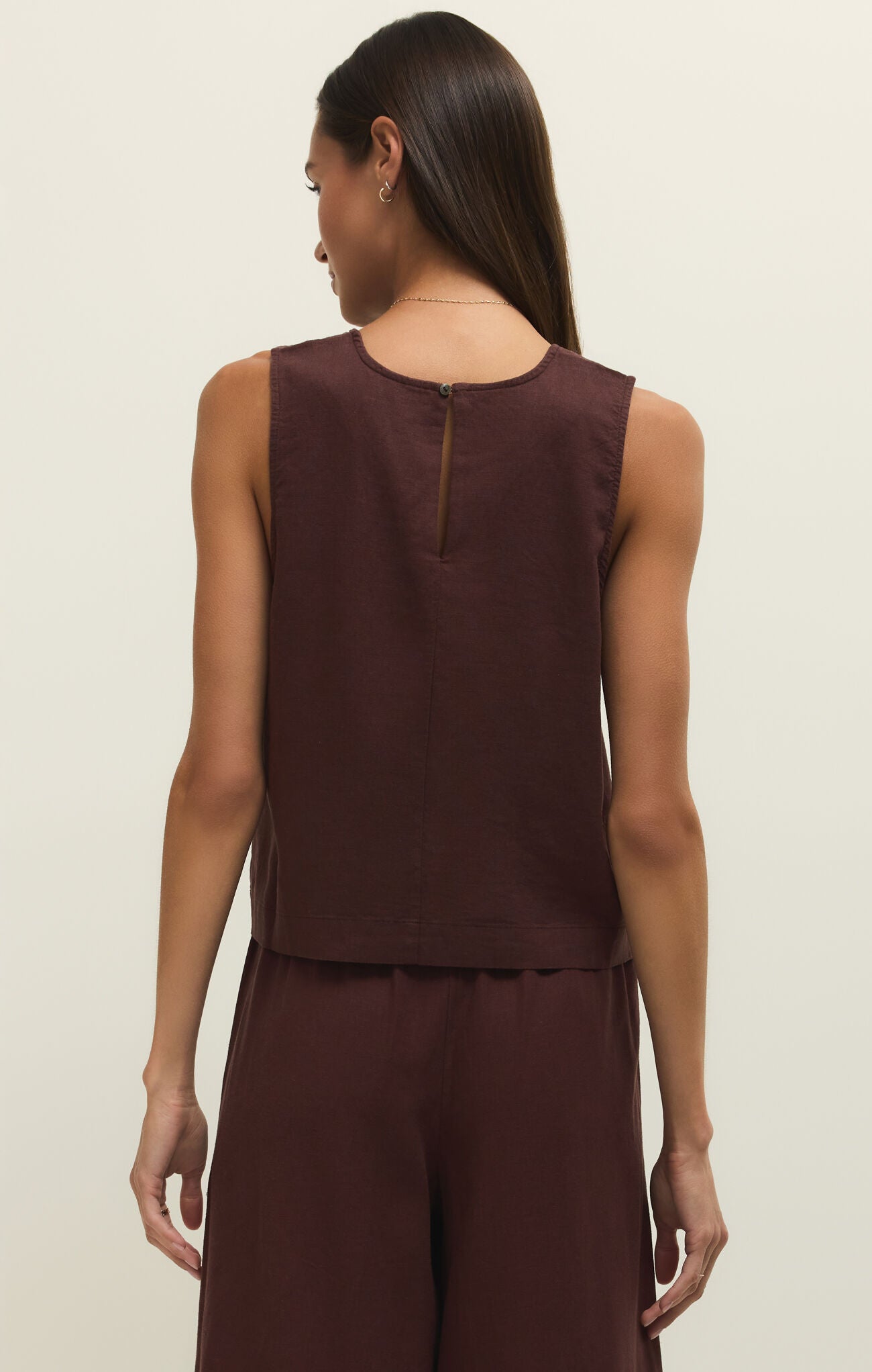 Sloane Linen Top - Cherry Chocolate