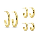 Earrings - Combo Graduating Textured Hoops - Gold