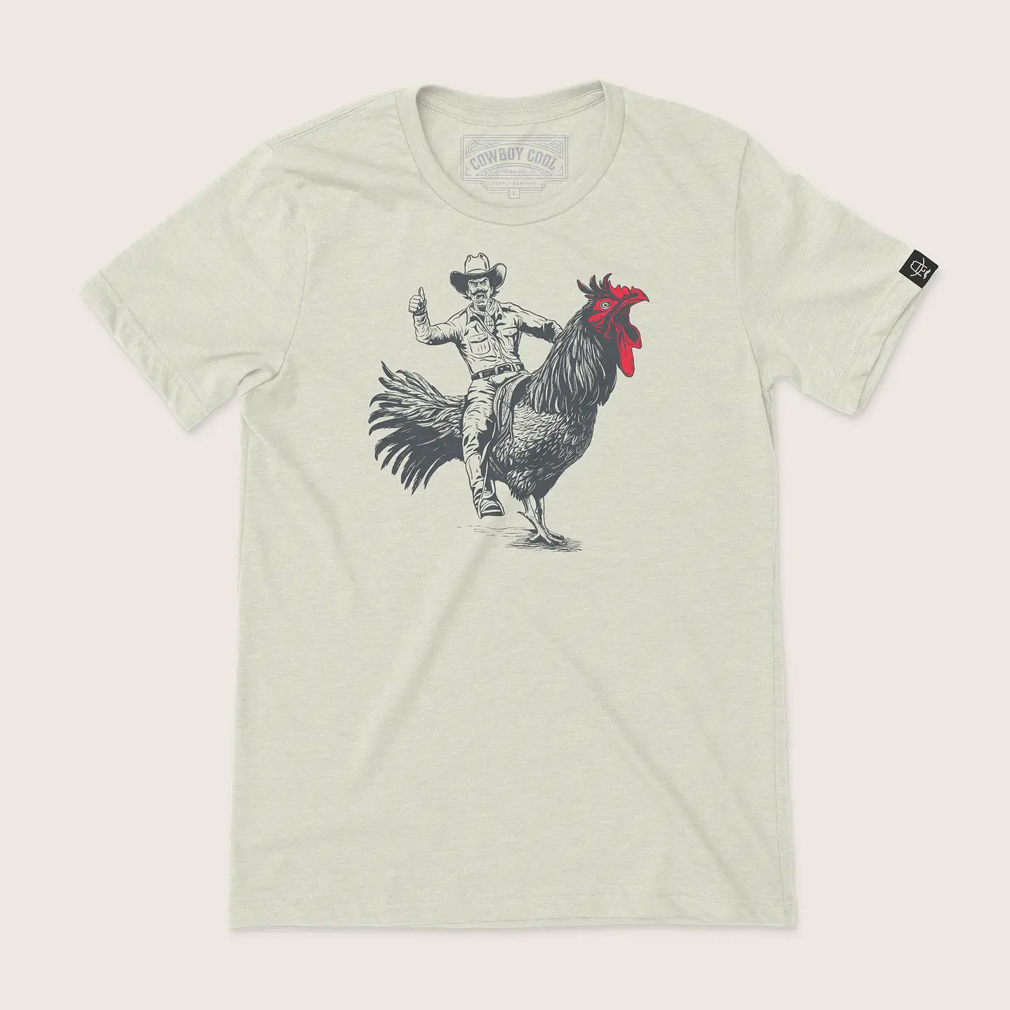 Rooster Roundup Western Graphic Tee - Heather Dust