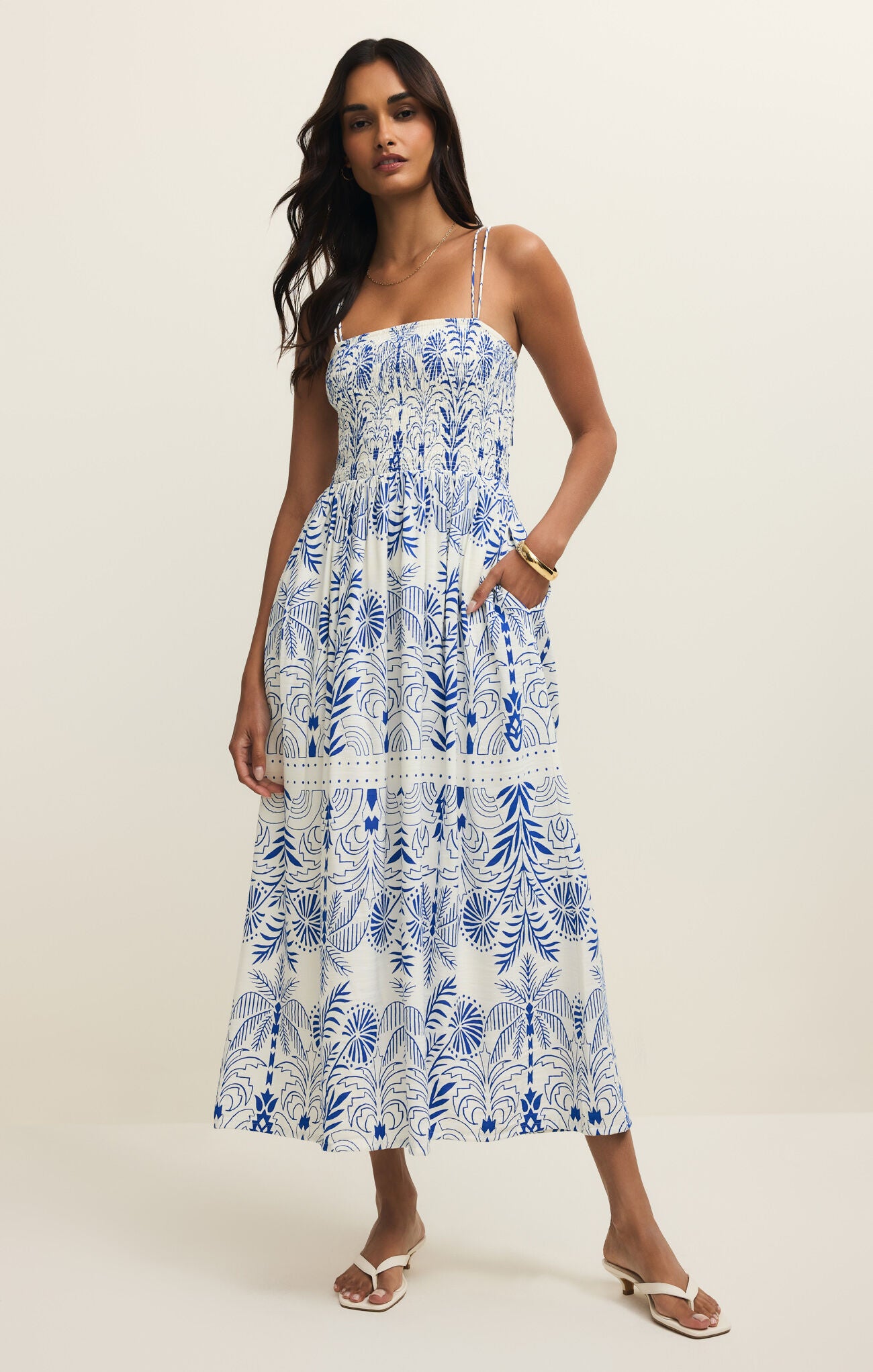 Nadine Palm Maxi Dress - Nautical