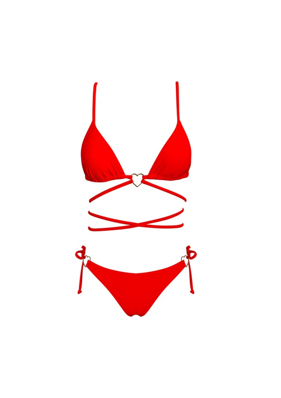 Heart Charm Bikini Bottoms - Red
