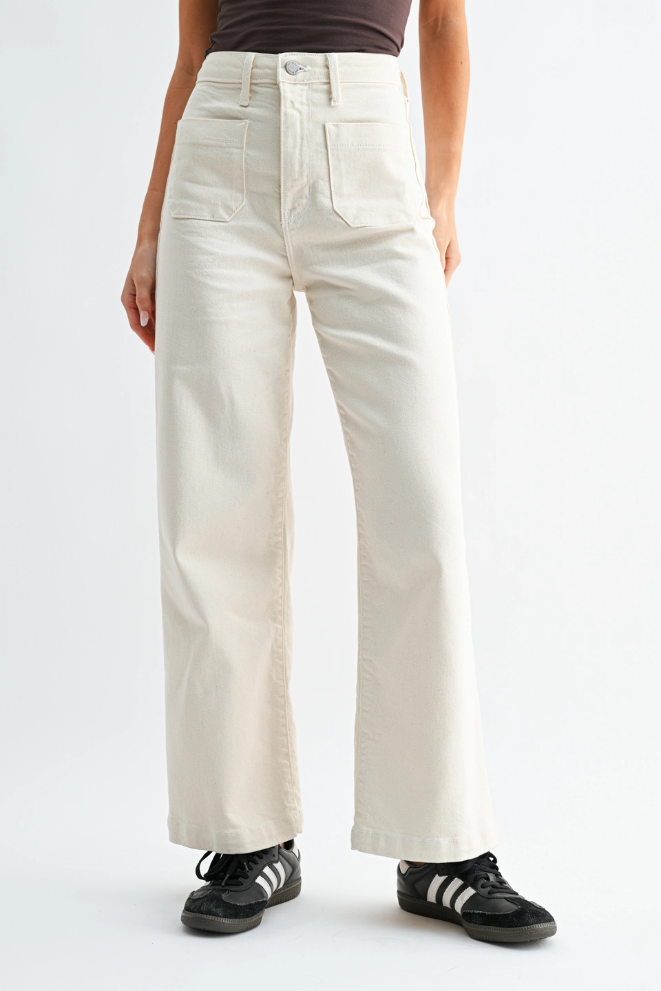 Cream Patch Pocket Wide Leg
