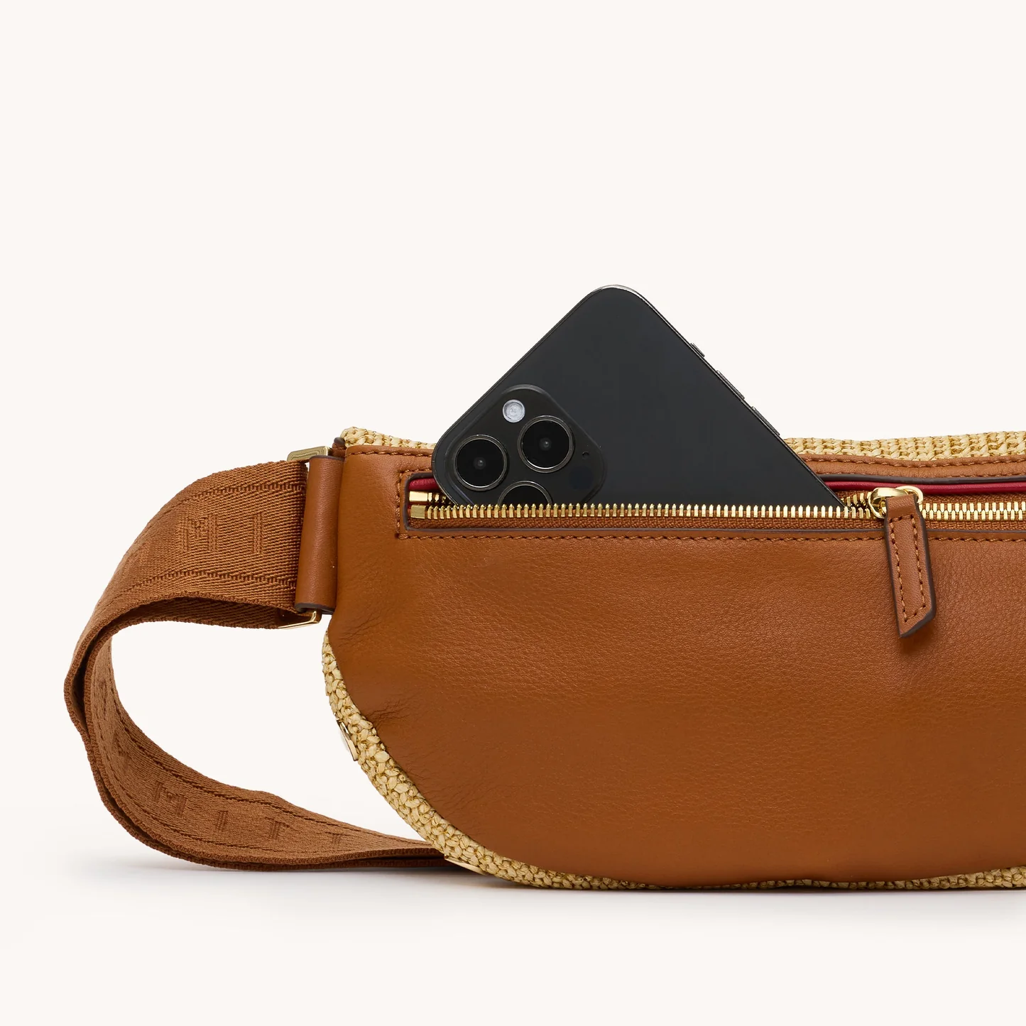 Hammitt Charles Crossbody Med - Cocoa Raffia/Gold