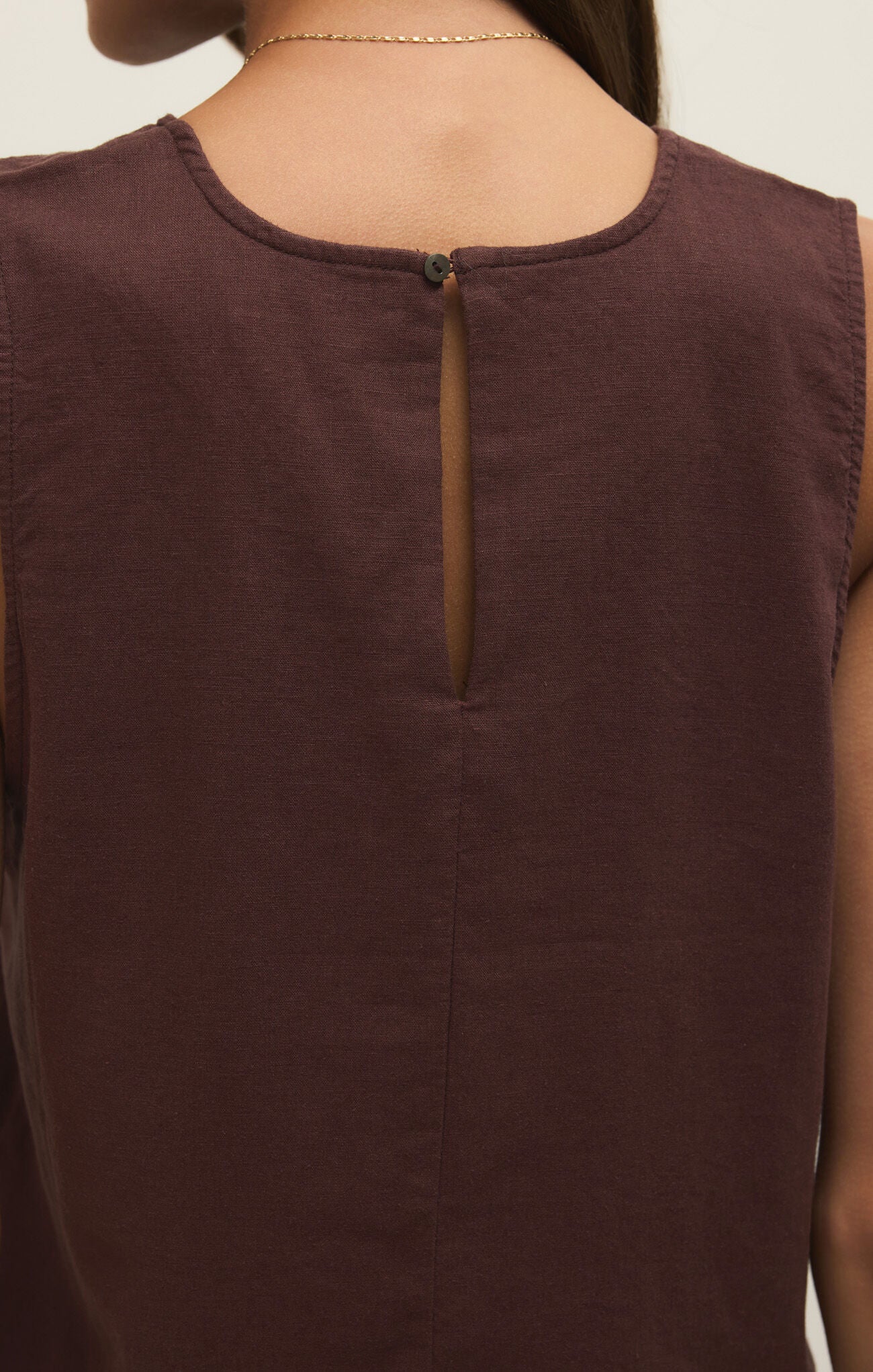 Sloane Linen Top - Cherry Chocolate