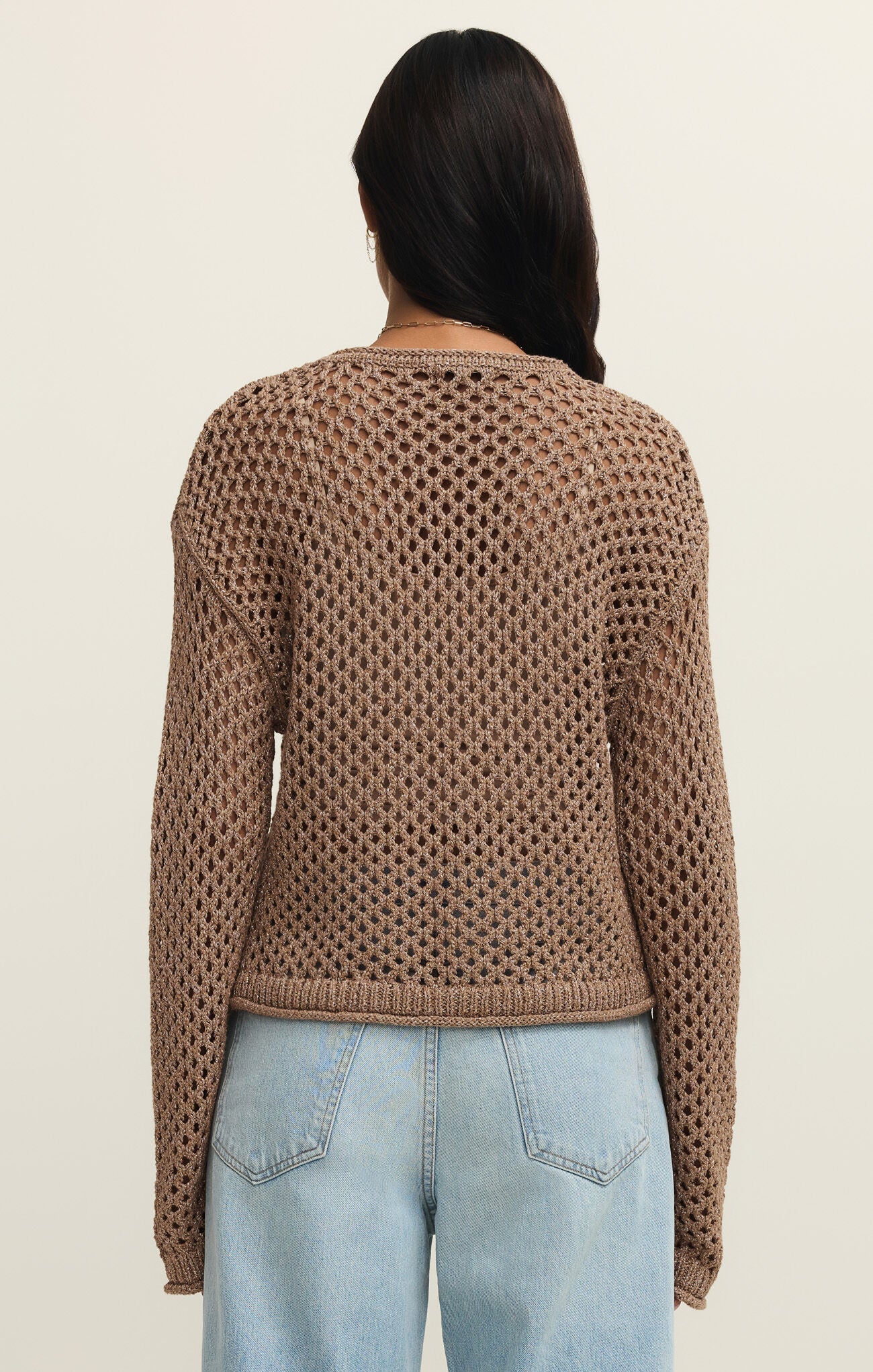 Cala Shimmer Crochet Sweater - Campfire