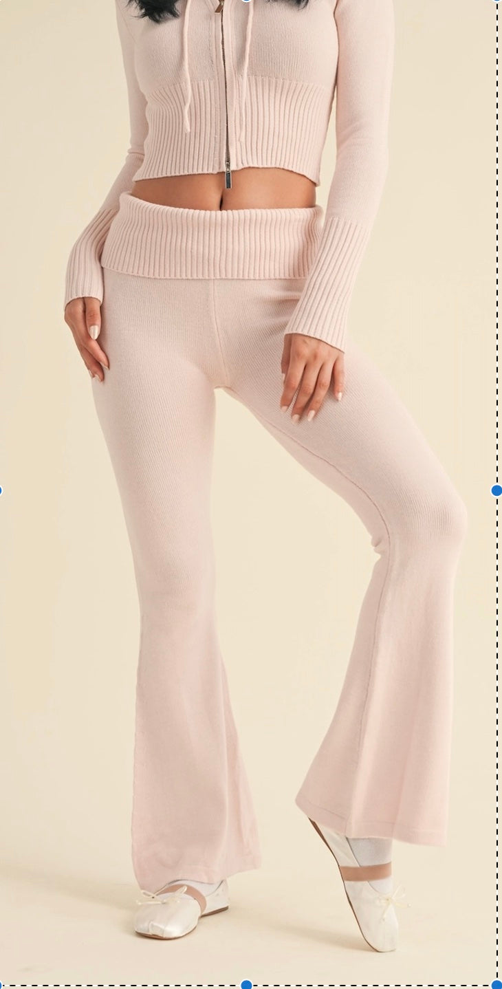 Foldover Flare Knit Sweater Pants