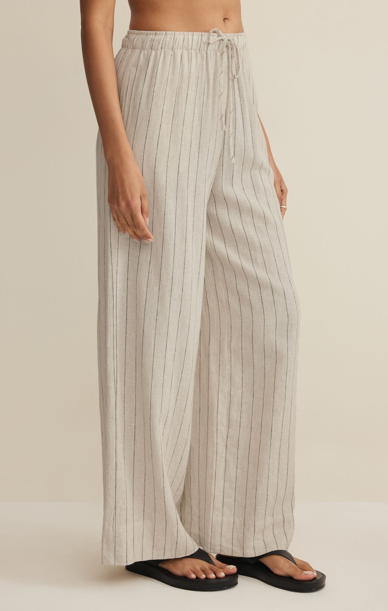Henri Striped Wide Leg Pant - Linen