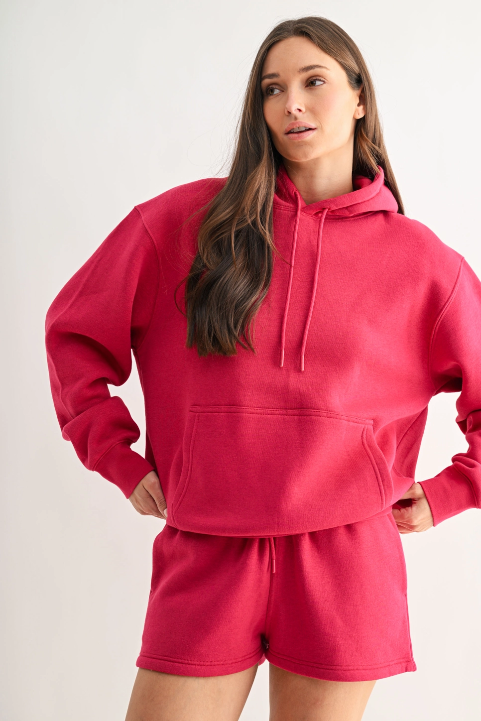 Cotton Blend Drop Shoulder Hoodie