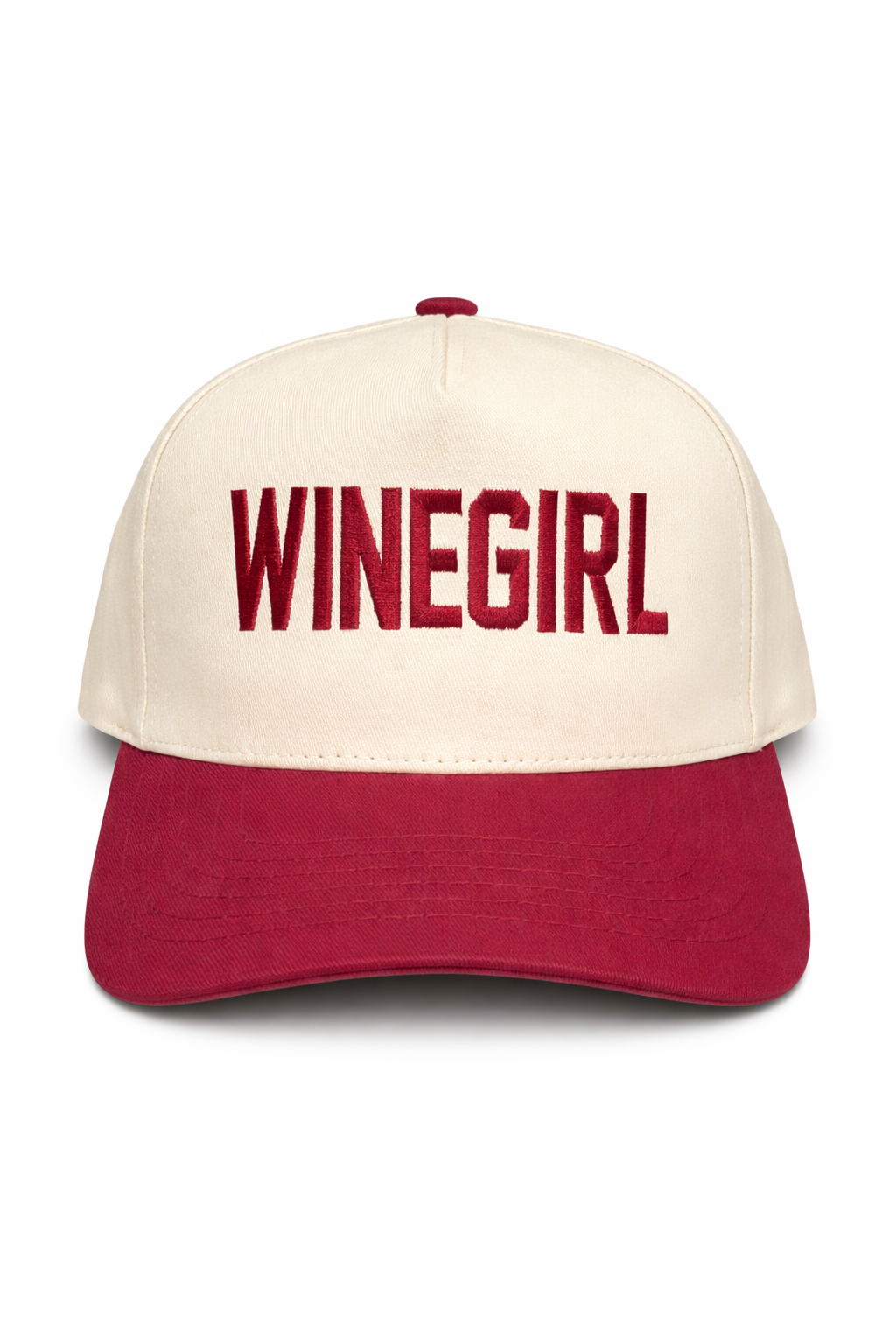 Winegirl Two-Tone Embroidered Trucker Hat - Burgundy