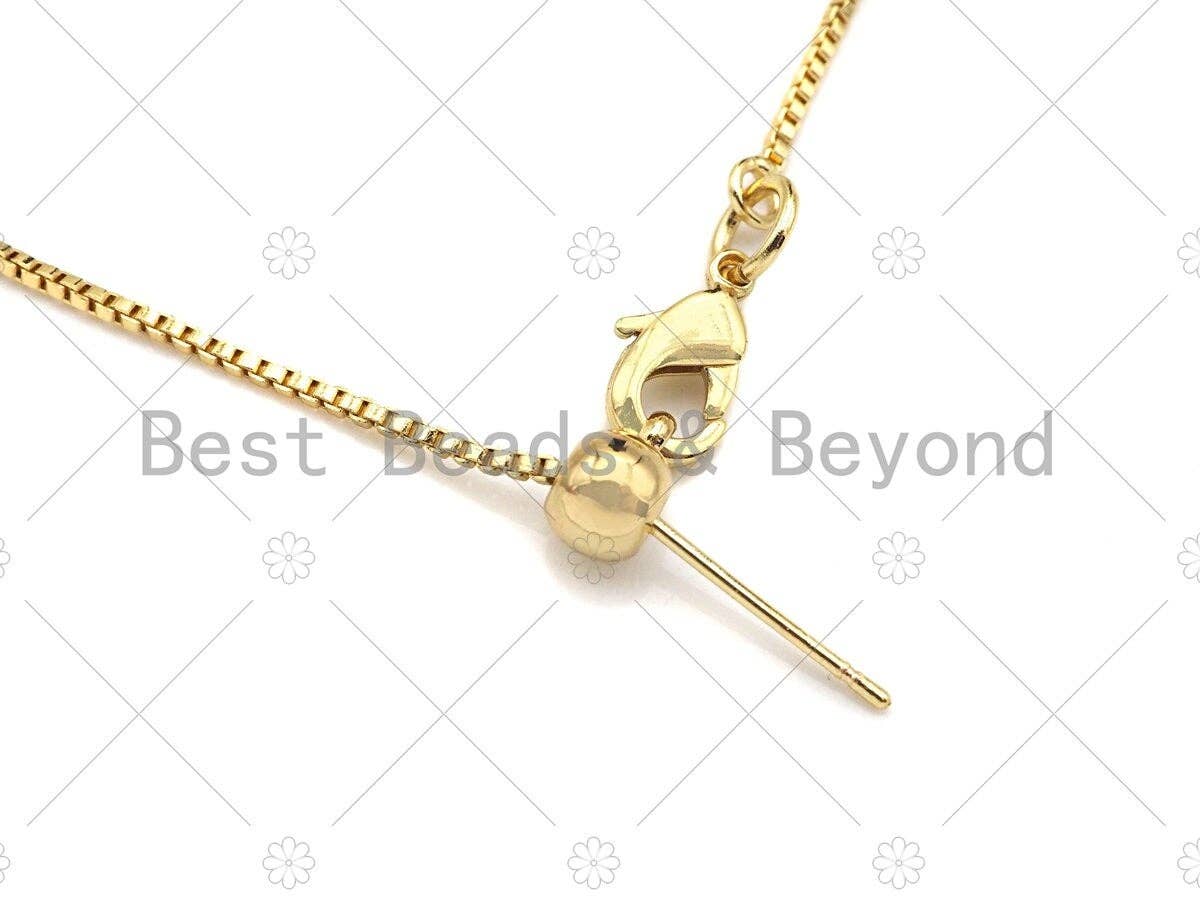 Box Bolo Chain Sliding Adjustable Necklace - Gold