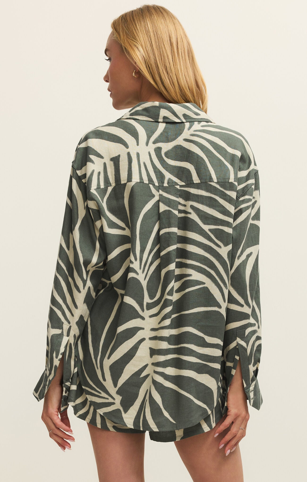 Alfie Tova Palm Button Up - Tea Leaf