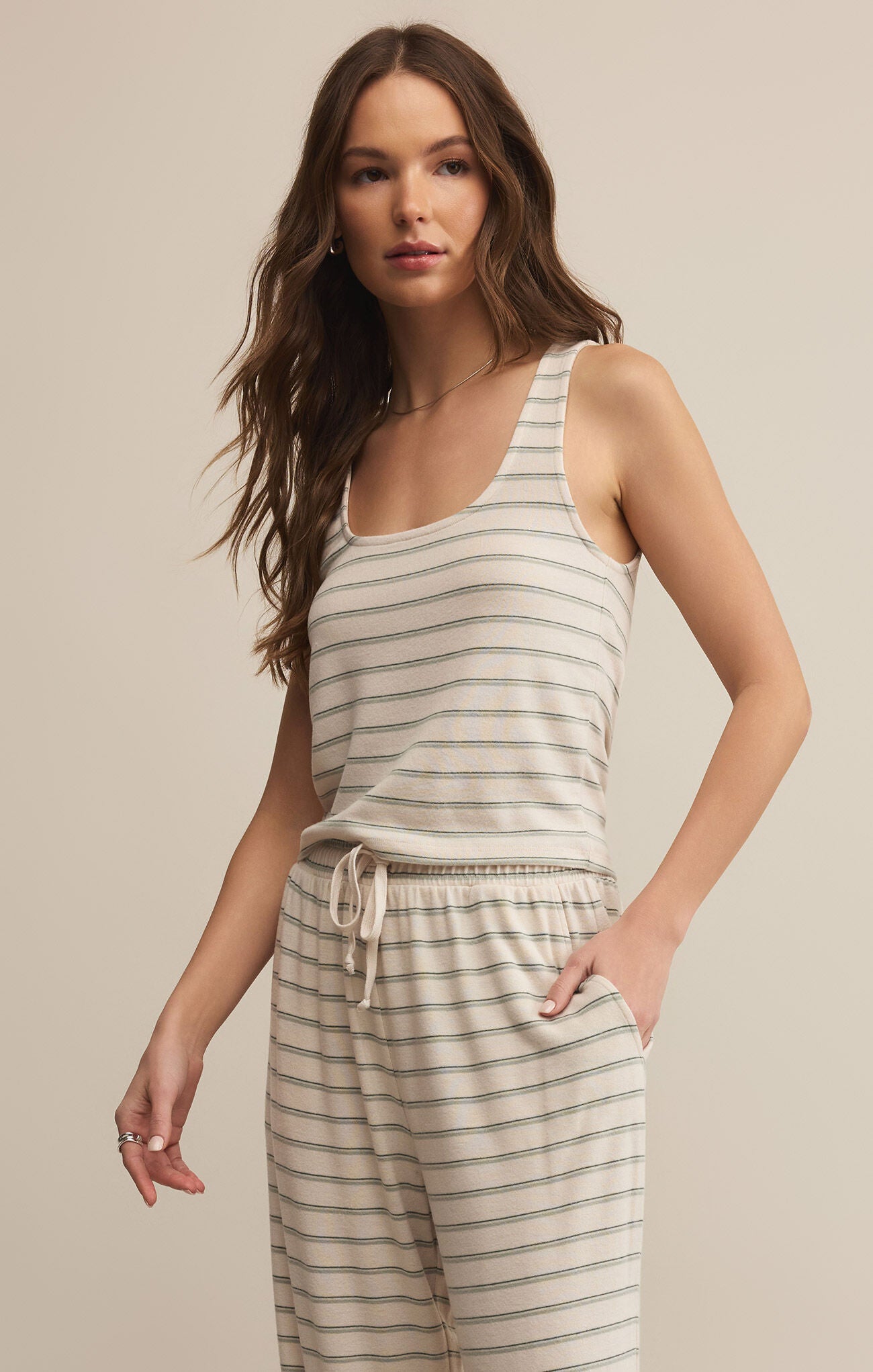 Lana Stripe Tank - Hunter Green