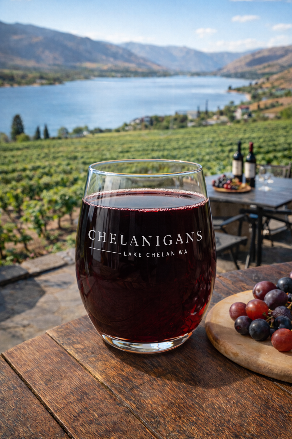 Chelanigans Lake Chelan Stemless Wine Glass