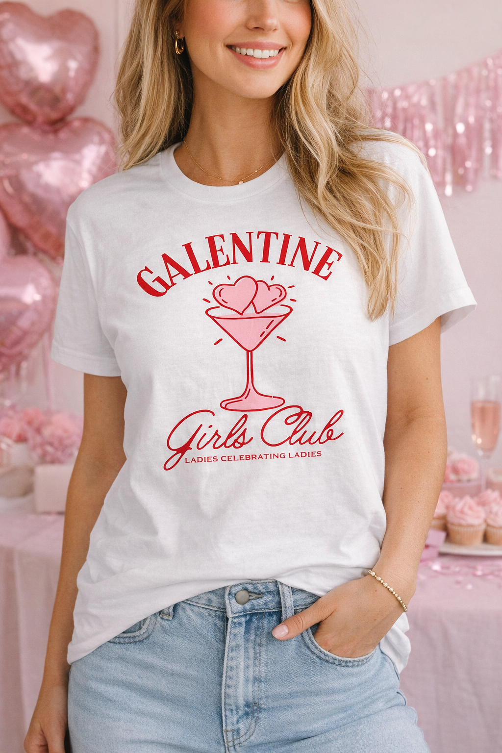 Galentines Girls Club Gildan Tee - White