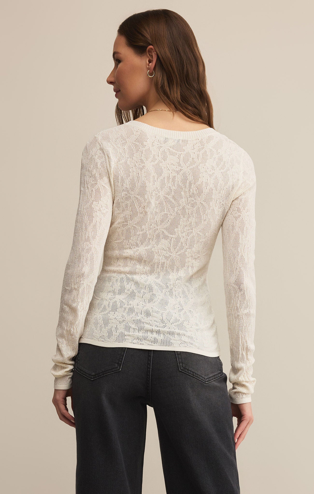 Tibi Scoop Mesh Sweater - Crystal