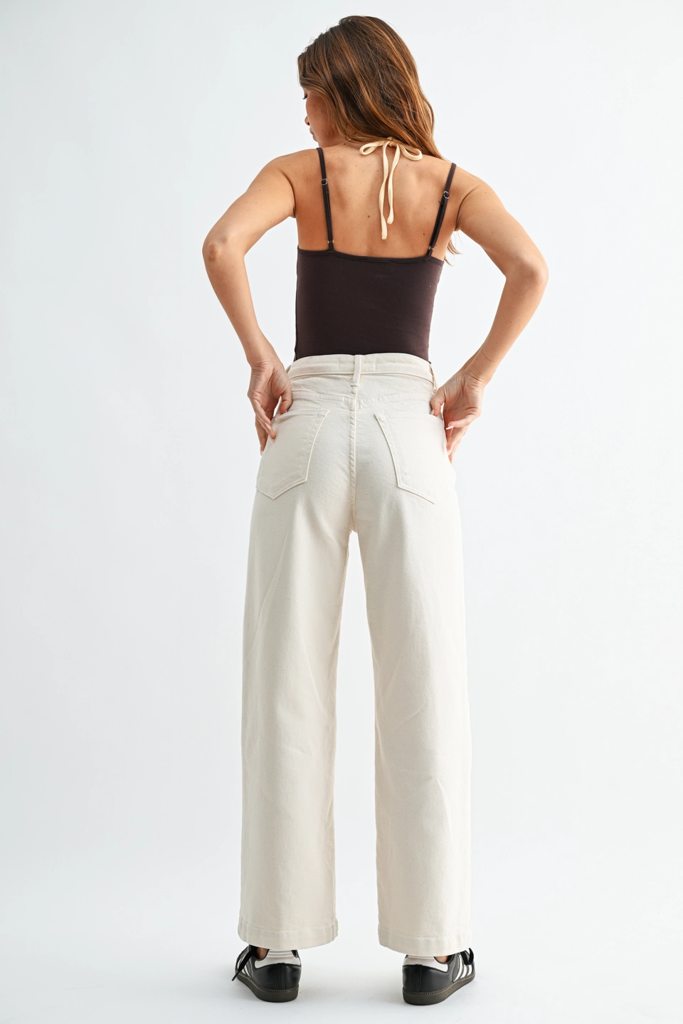 Cream Patch Pocket Wide Leg