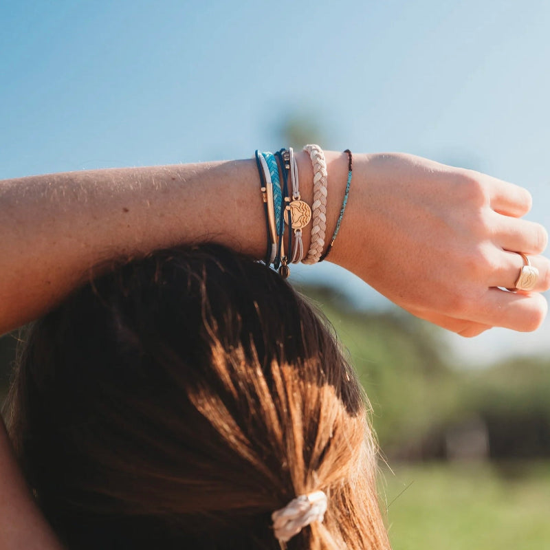K'lani Hair Tie Bracelets "Protect" Beachy Blues & Sands With Whale Charm Hair Tie Bracelets