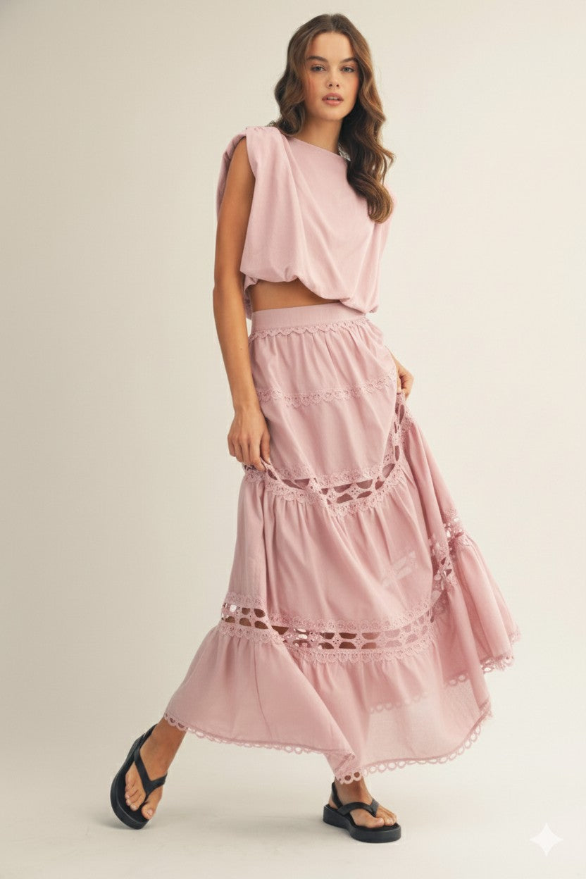 Midnight Elegance Blouse - Blush