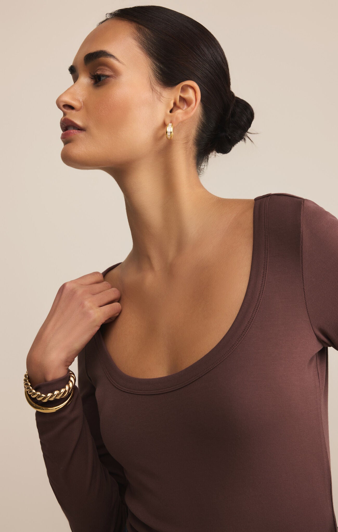 Second Skin Scoop Neck Top - Sandalwood