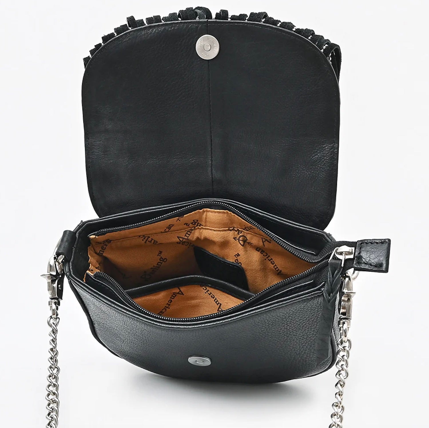 American Darling Fringe Leather Crossbody Western Bag - Black