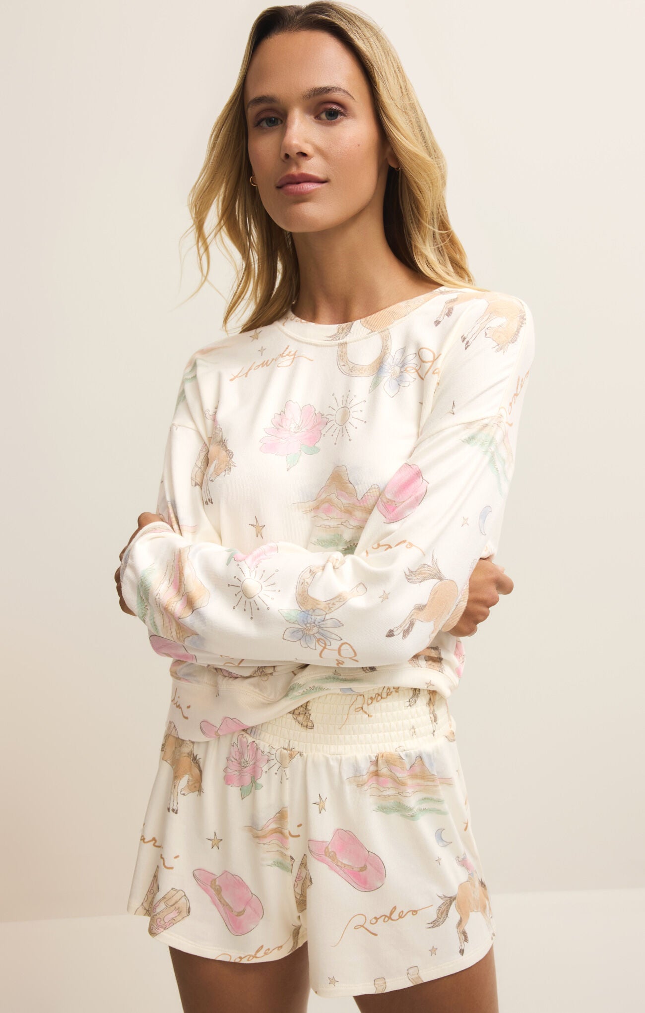 Desert Rose LS Top - Vanilla Ice