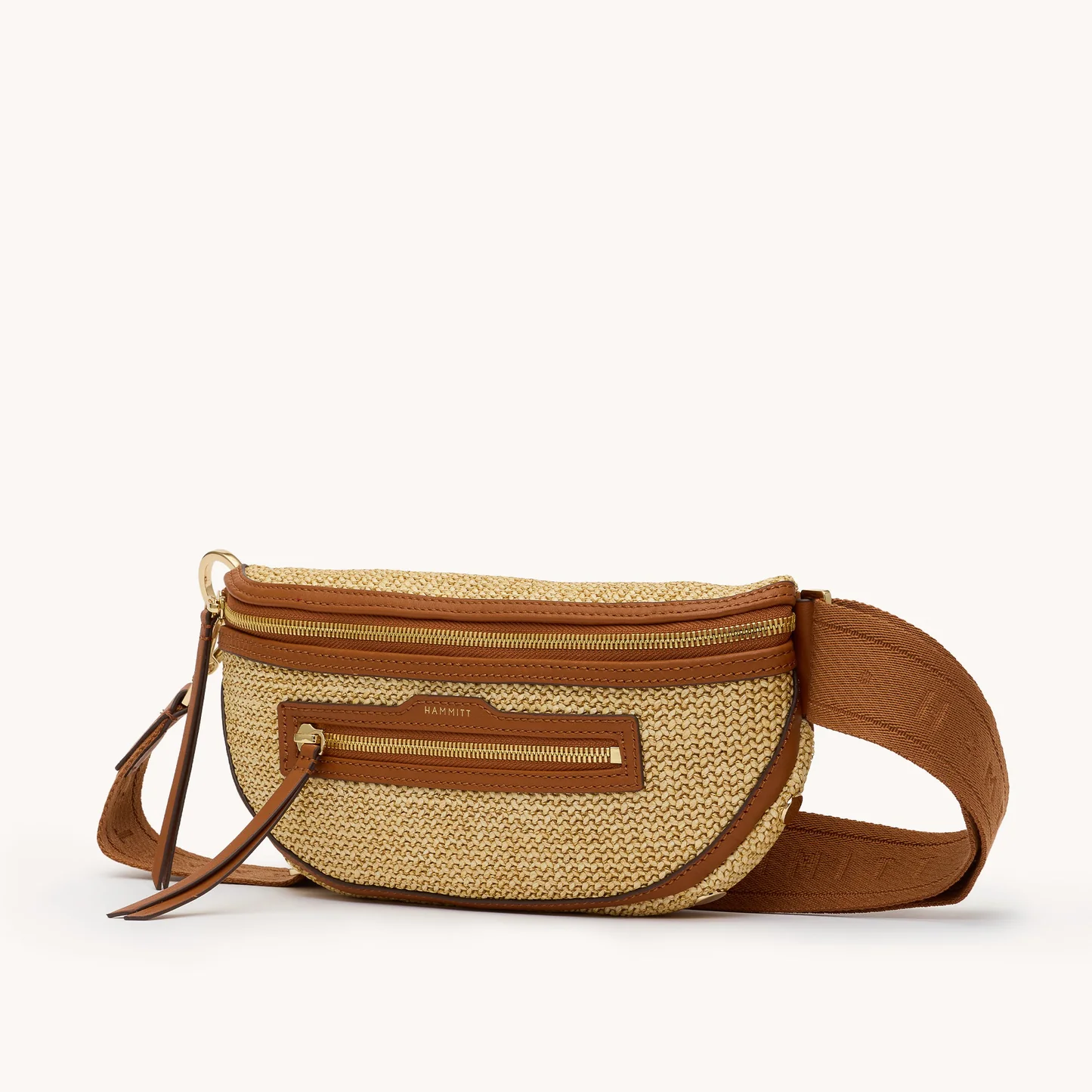 Hammitt Charles Crossbody Med - Cocoa Raffia/Gold
