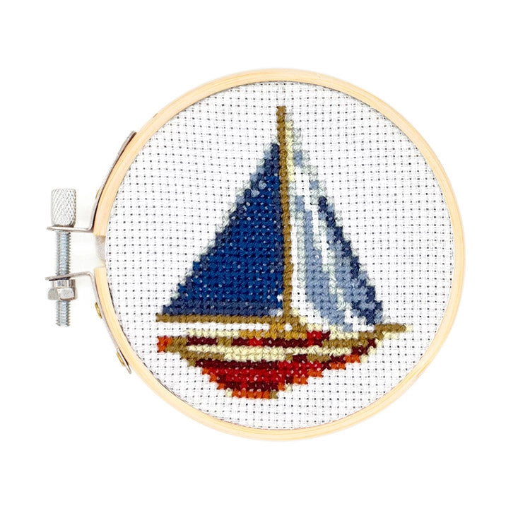 Minicrossstitch Embroidery Sailboat