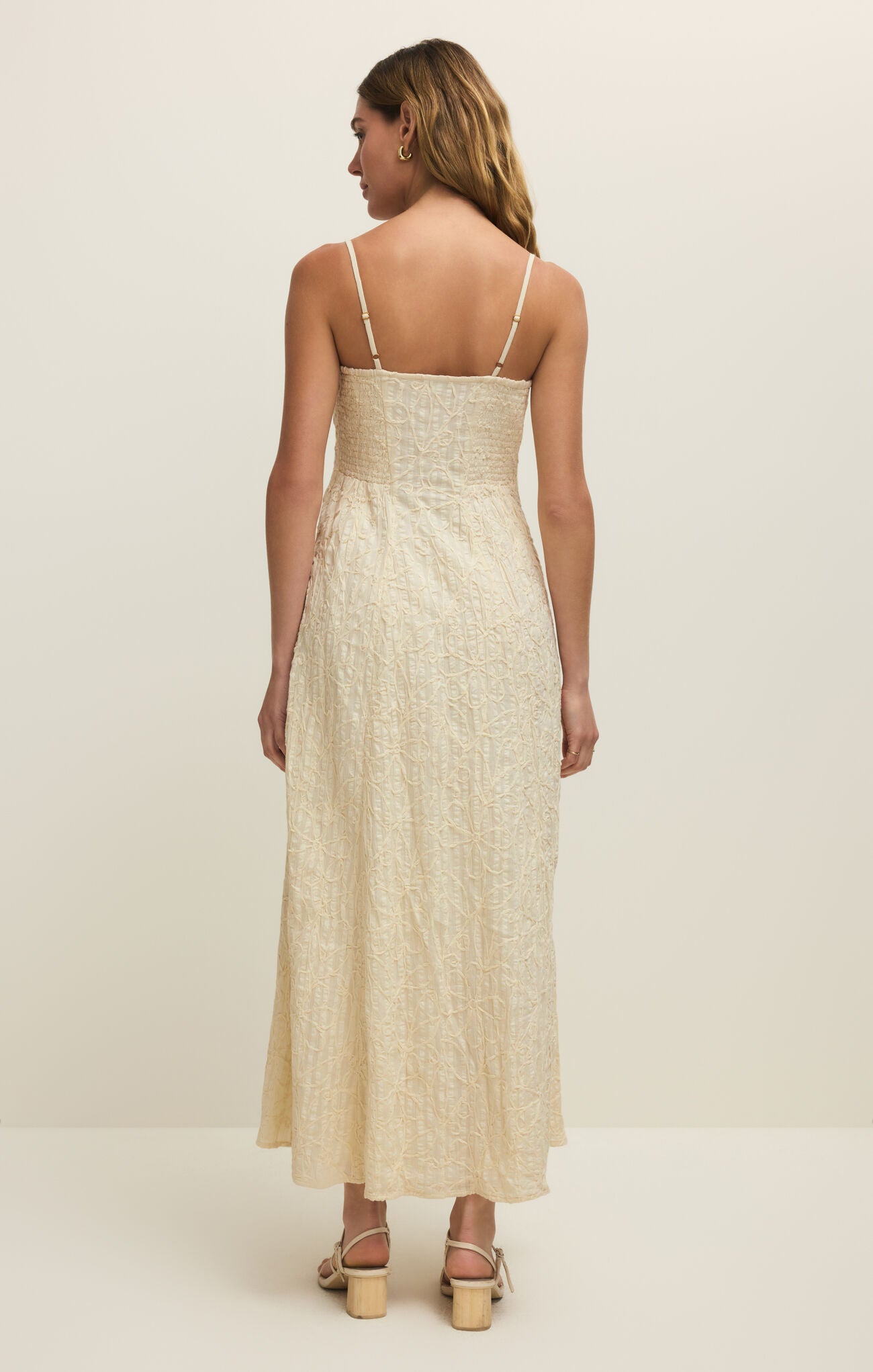 Angel Eyes Textured Midi Dress - Champagne
