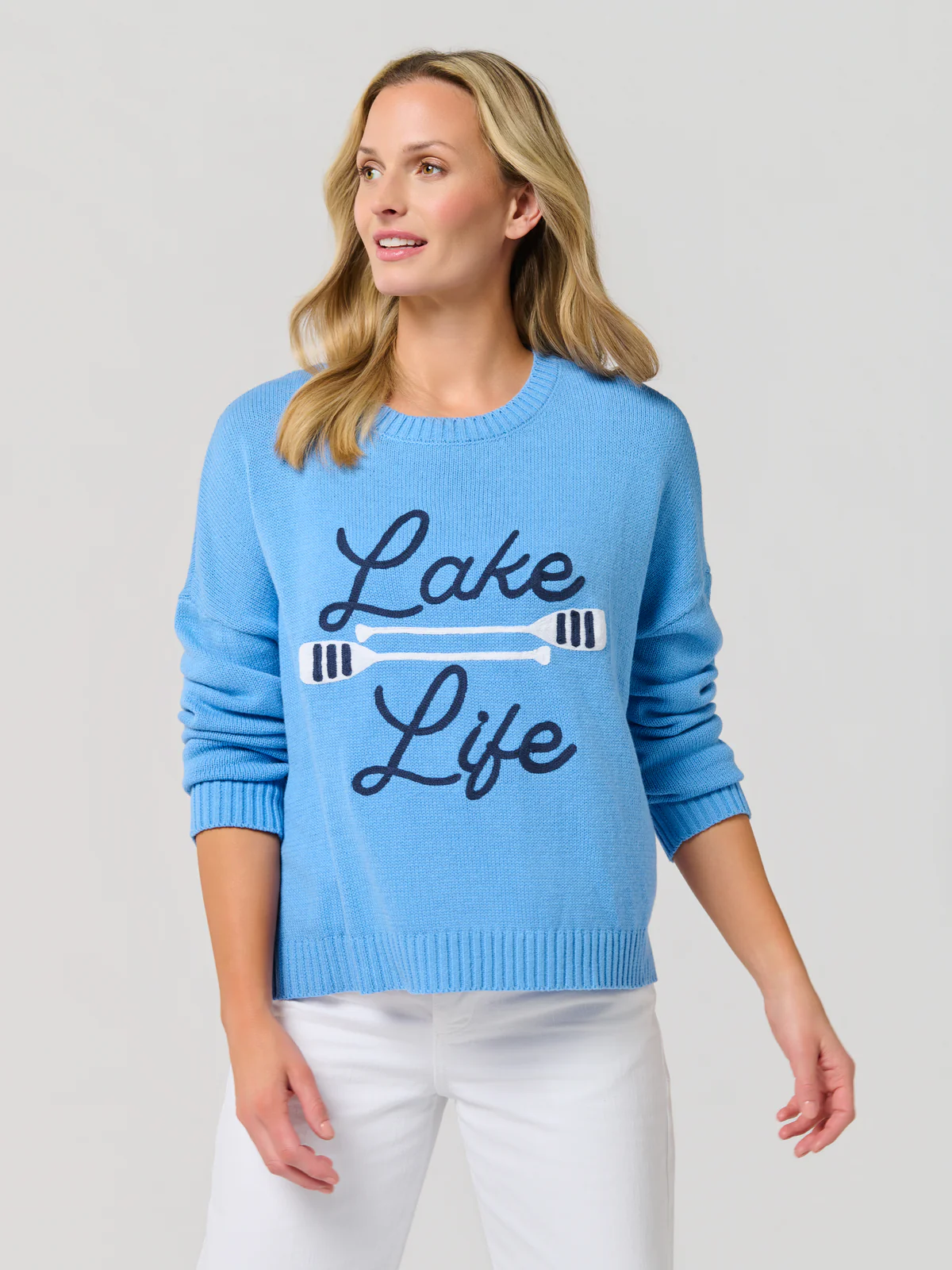 "Lake Life" Relaxed Fit Sweater - Blue