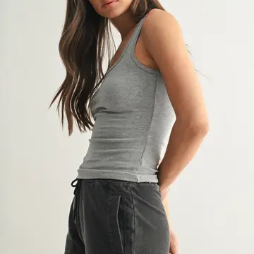 Square Neck Ribbed Tank Top