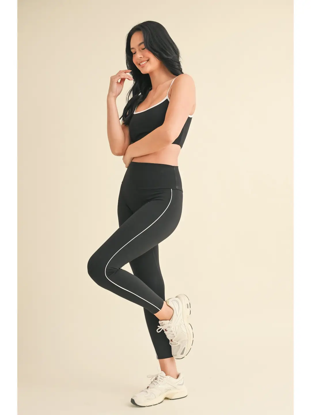 Piping Detail Leggings - Black