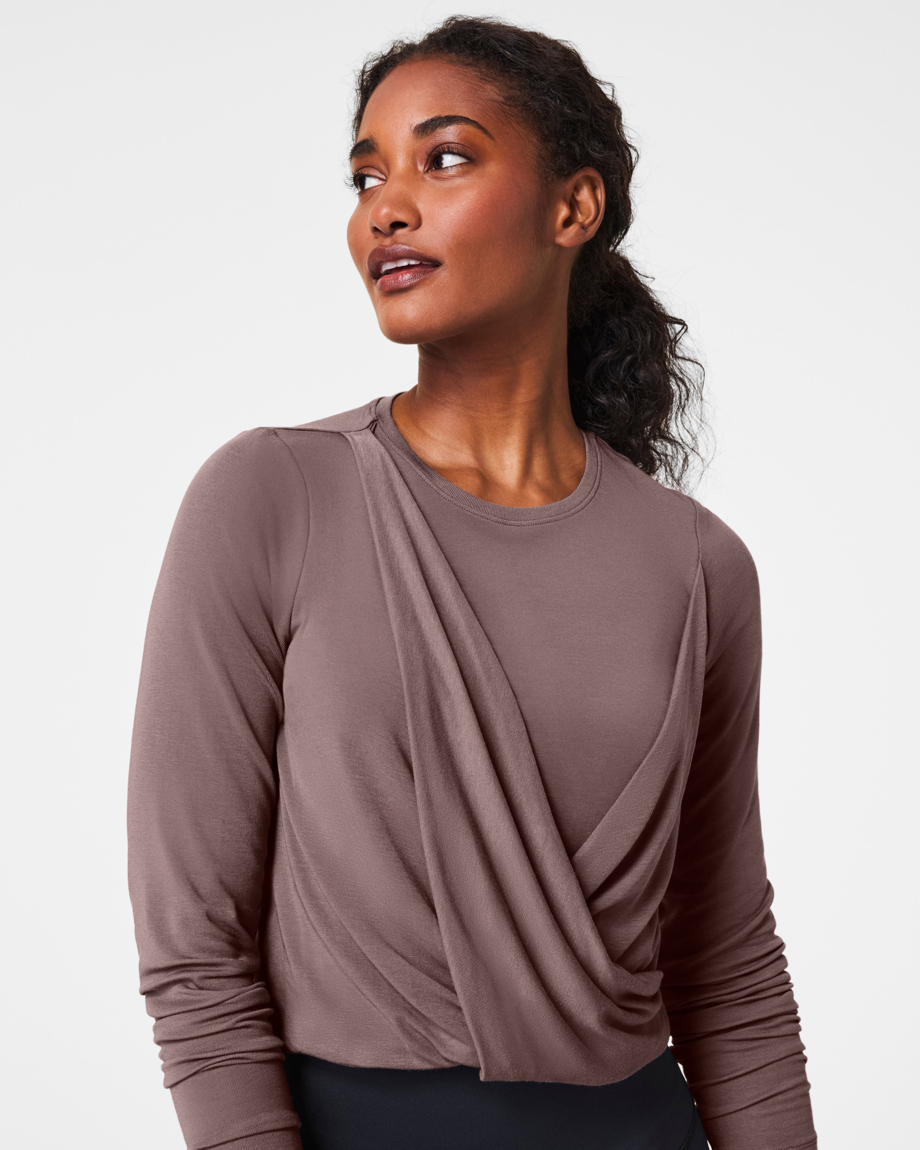 Spanx® Better Base Long Sleeve Wrap Top - Smoke
