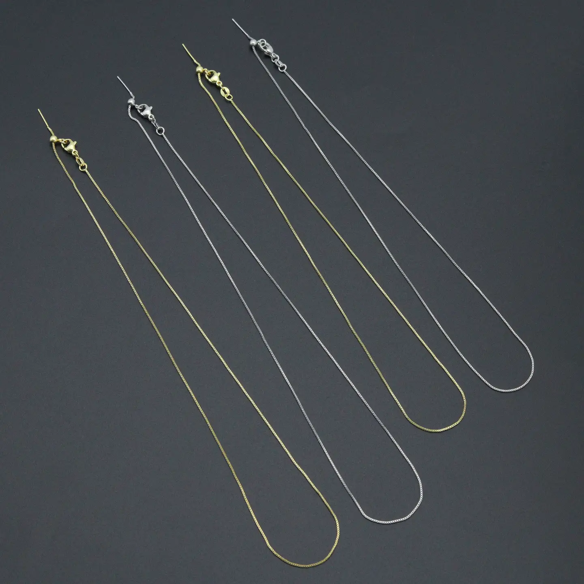 Thin Box Chain Necklace with Adjustable Thread End