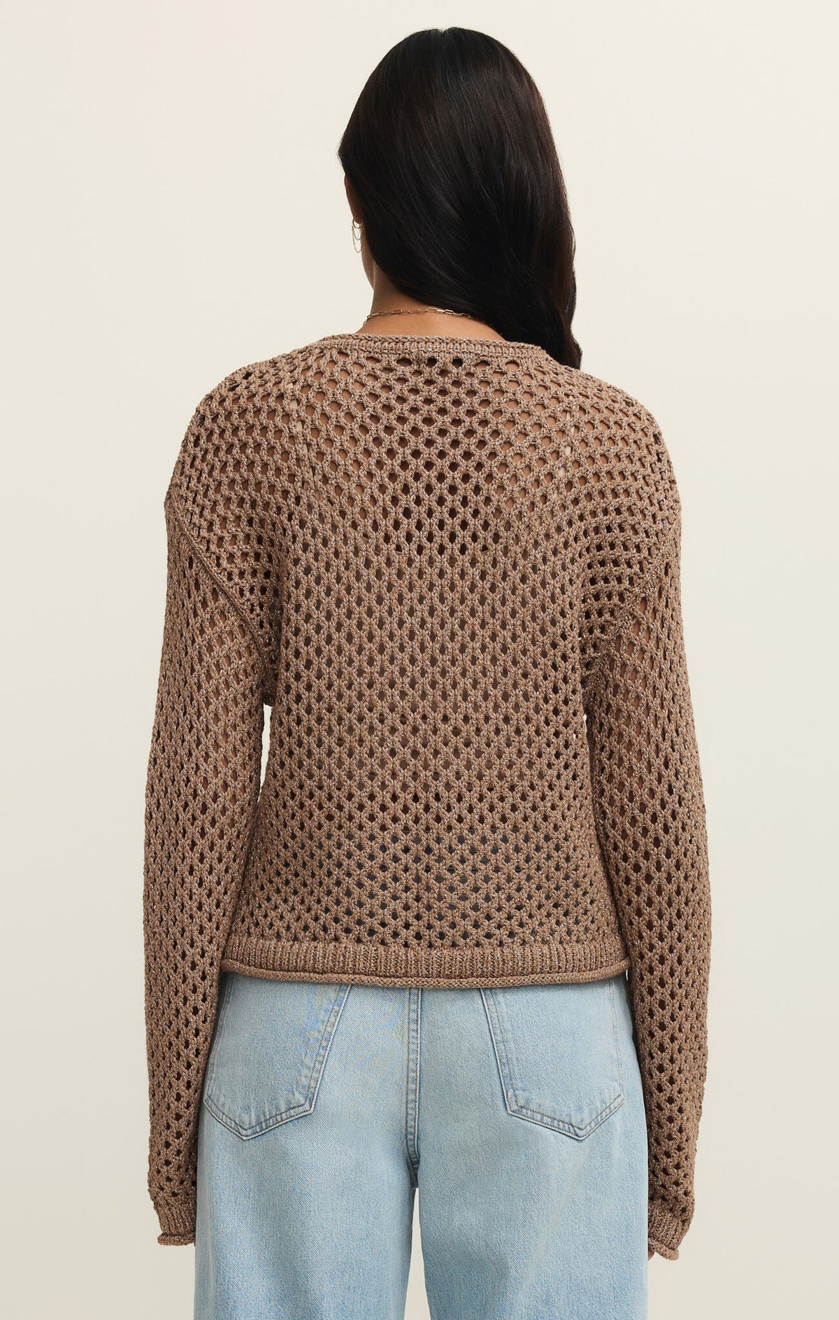 Cala Shimmer Crochet Sweater - Campfire