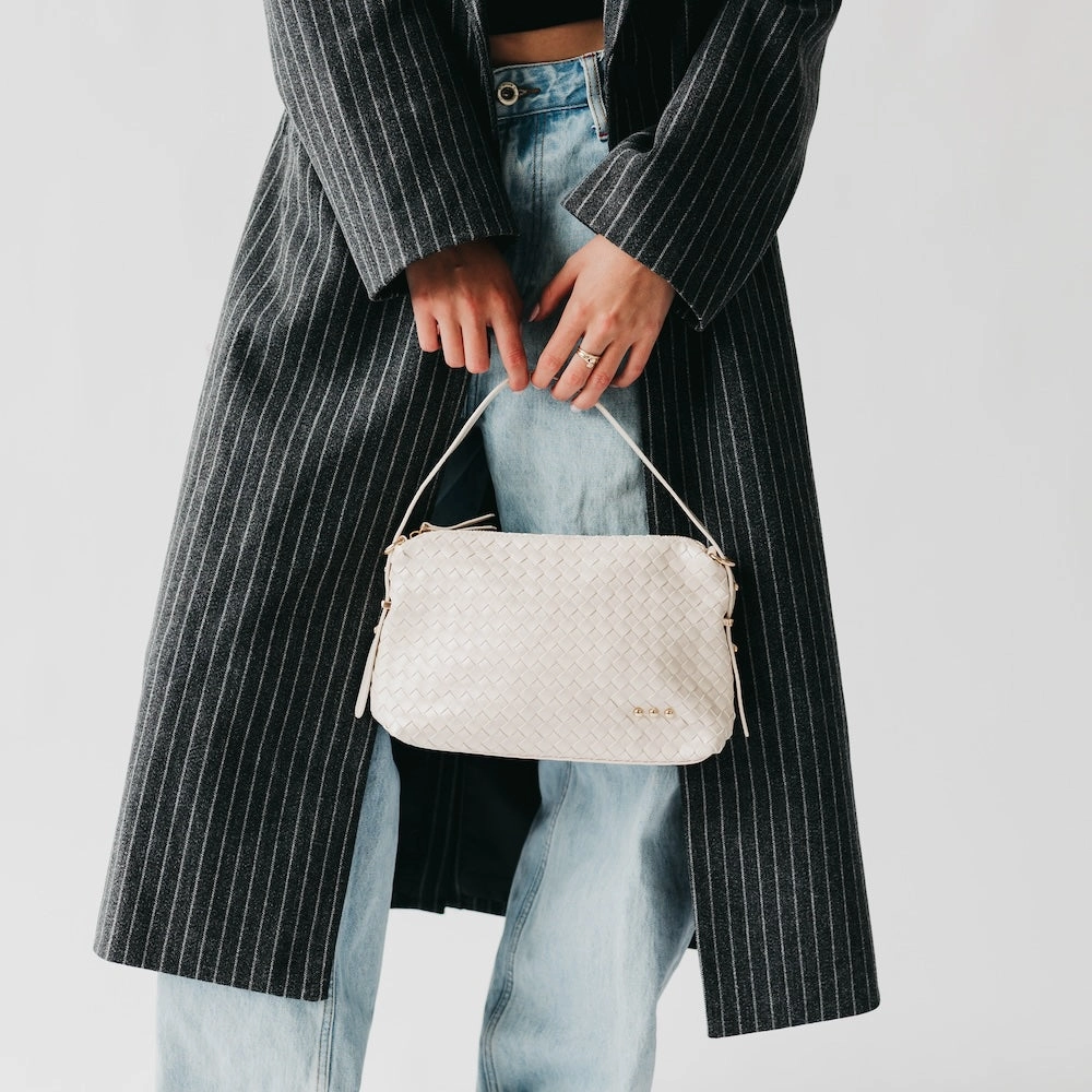 Harper Hobo Woven Shoulder Bag - Cream