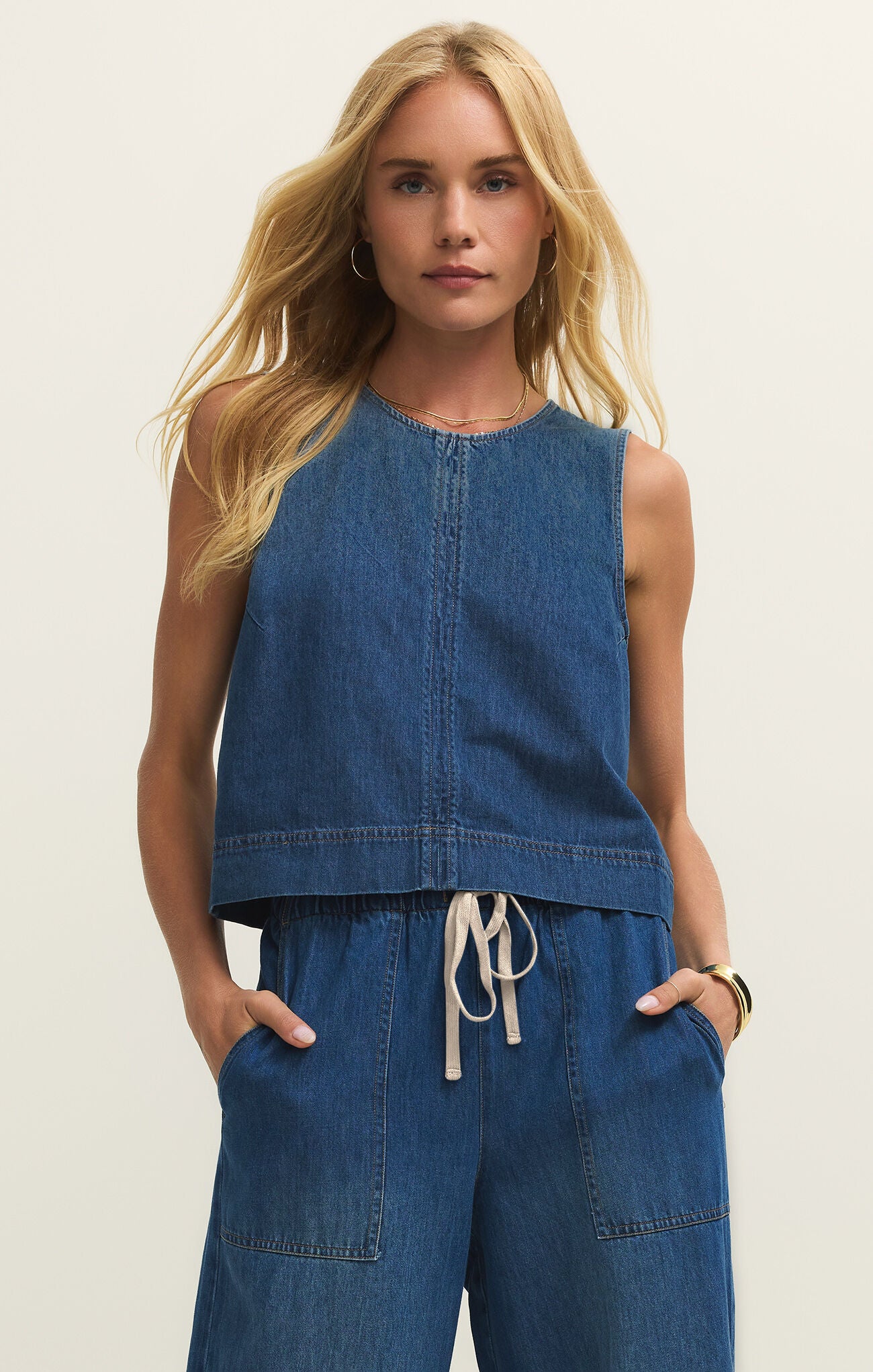 Sun Seeker Denim Tank - Deep Water