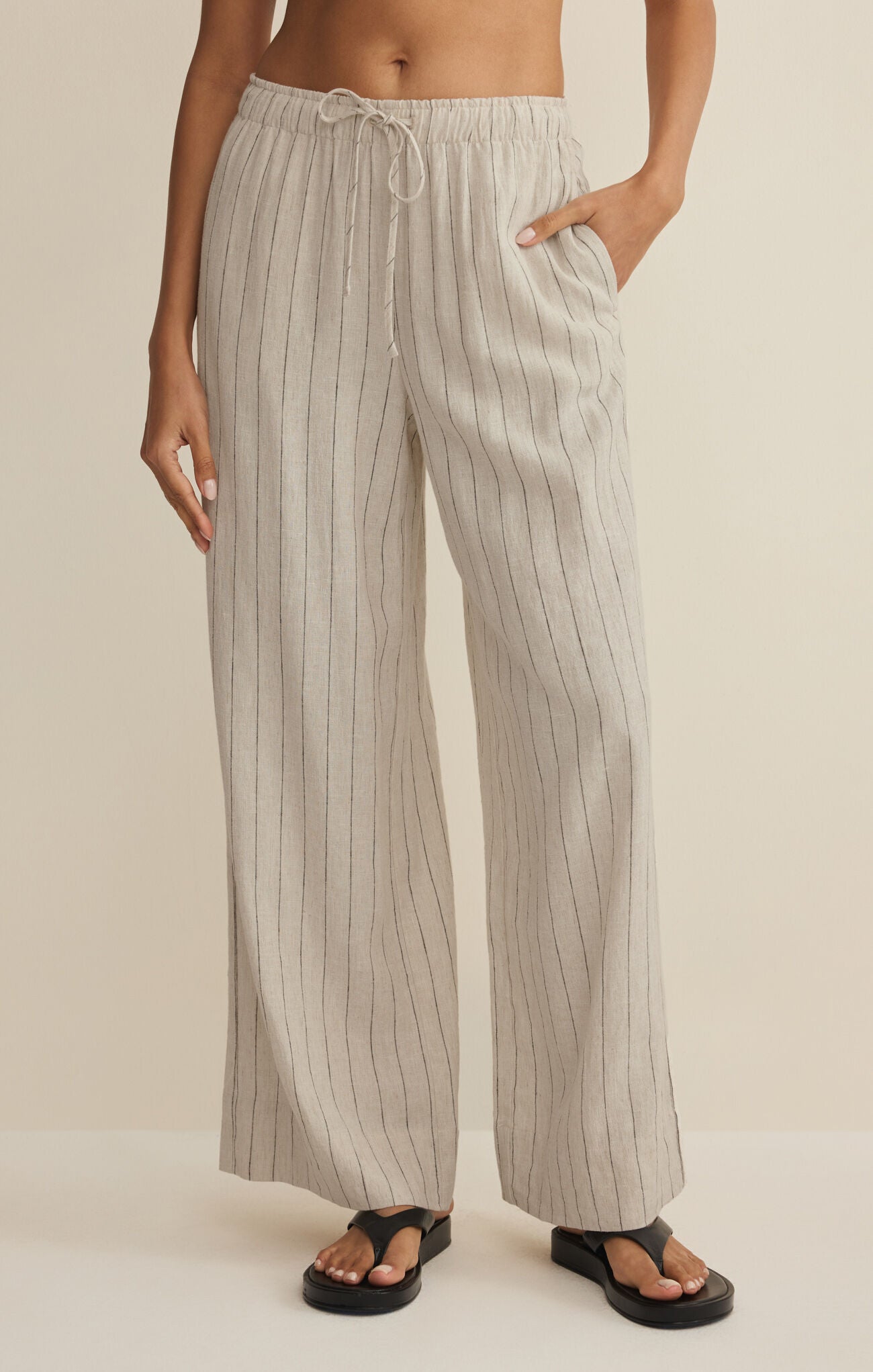 Henri Striped Wide Leg Pant - Linen