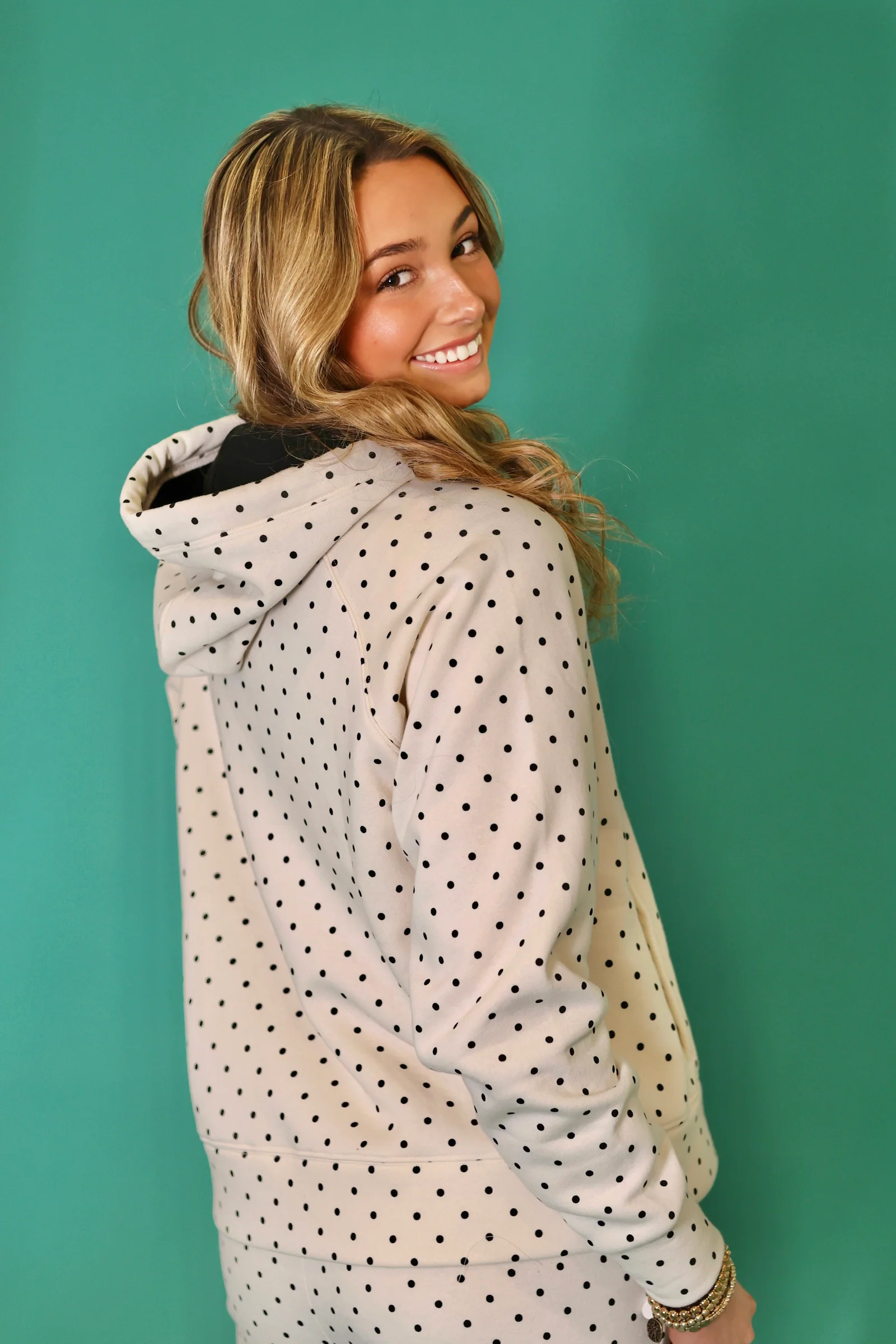Ivory Black Mini Dot Hoodie