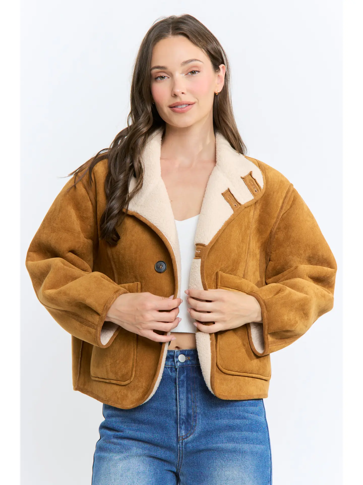 Reversible Faux Shearling Suede Jacket