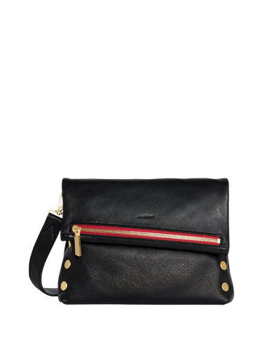 Hammitt VIP Med - Black/Brushed Gold Red Zip