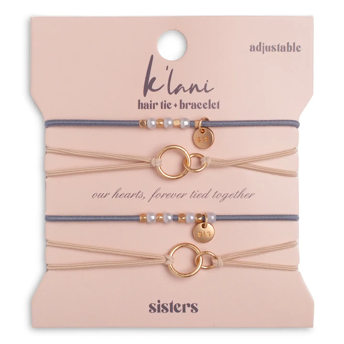 Sisters Gold and Pearl Shareable Hair Tie Bracelet Set (medium)
