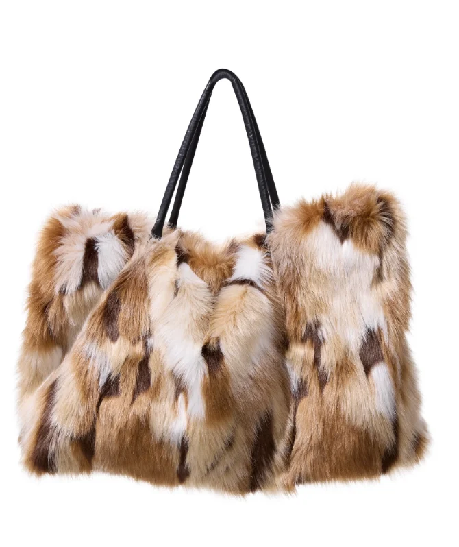 Roxana Faux Fur Bag - Brown Multi