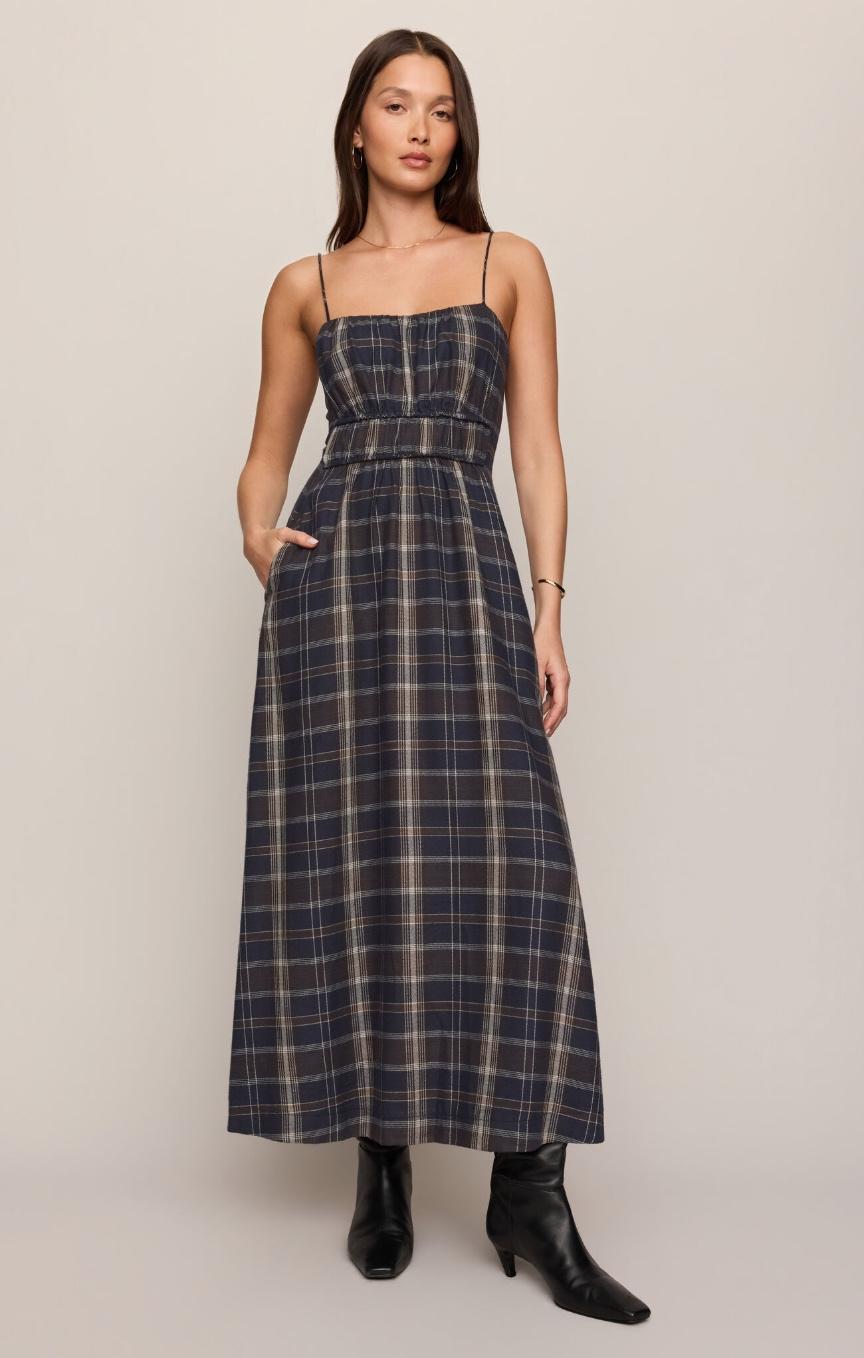 Evermore Plaid Midi Dress - Eclipse