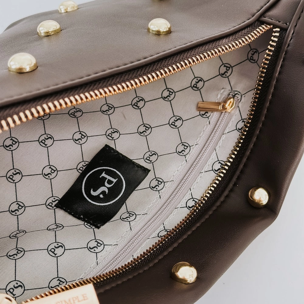Chic Gold Studded Westlyn Bum Bag - Black