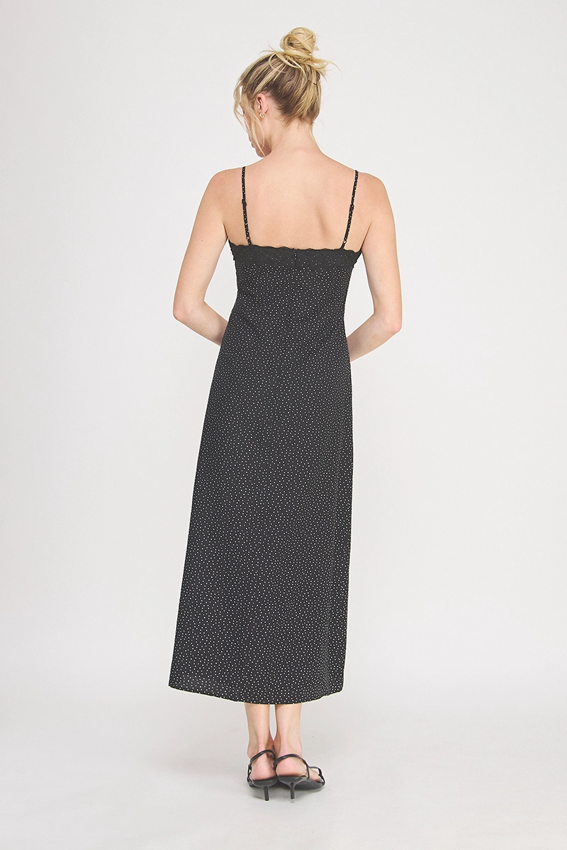 Printed Empire Maxi Dress - Black