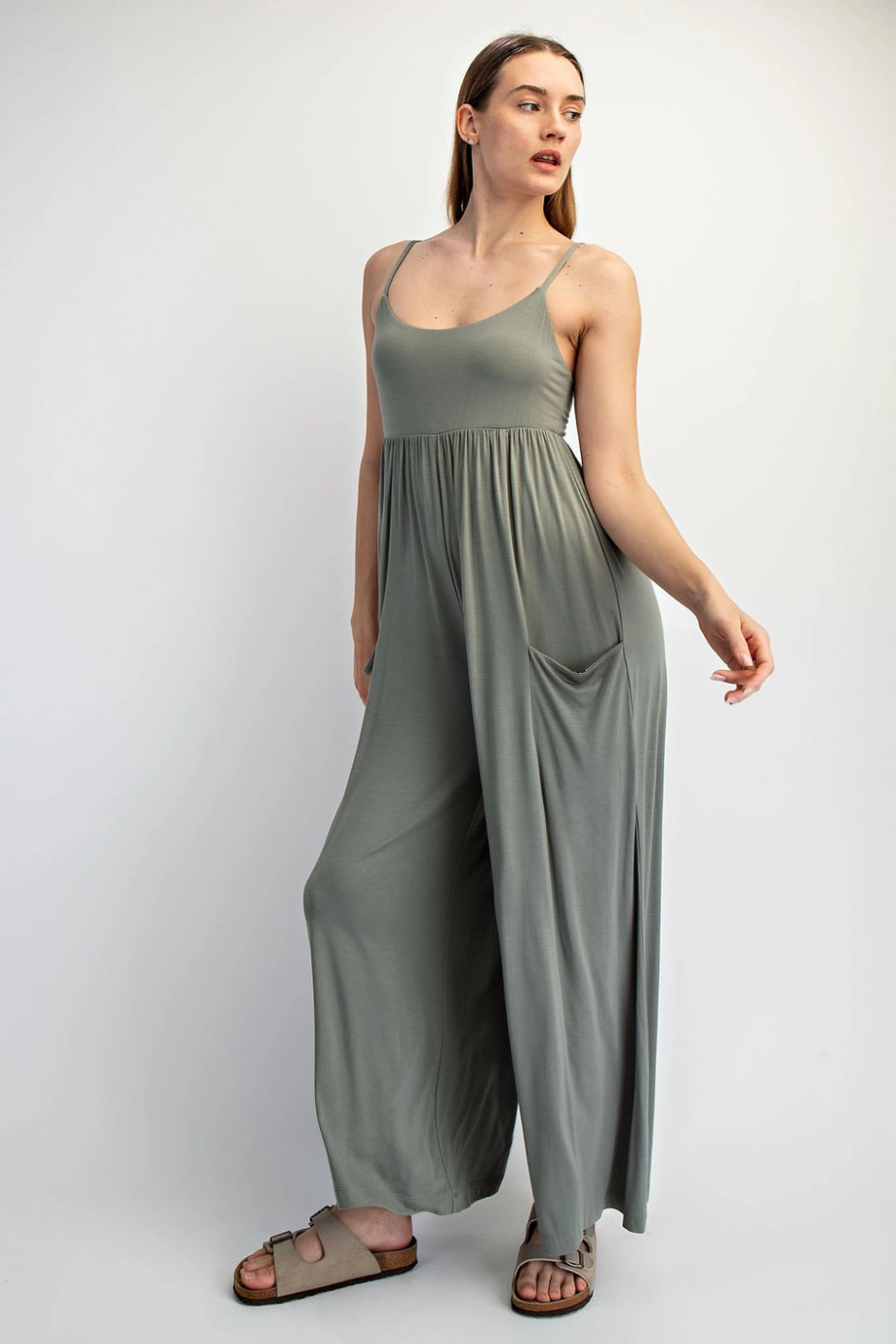 Viscose Modal Wide Leg Onesie - Green Pea